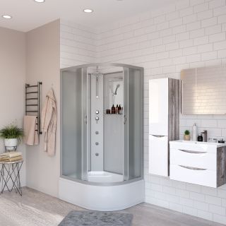 Душевая кабина Niagara NG-2310-14LBKTG с гидромассажем 120x80см серебро/матовое